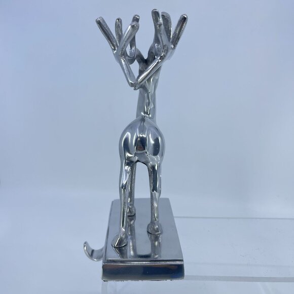 silver tone metal reindeer stocking holders with antler holiday decor pair - Picture 9 of 9